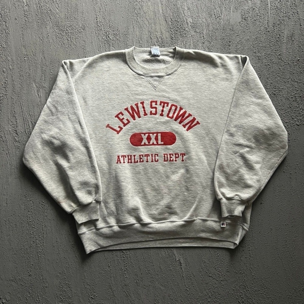 Vintage Lewistown Athletic Dept Sweatshirt XXL Grey 1990s Russell Athletic